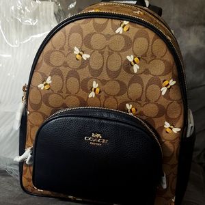 Nwt Coach bees print court backpack signature